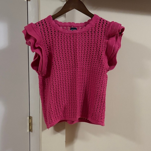 GAP Tops - GAP Fuchsia Crochet Ruffle Sleeve Blouse